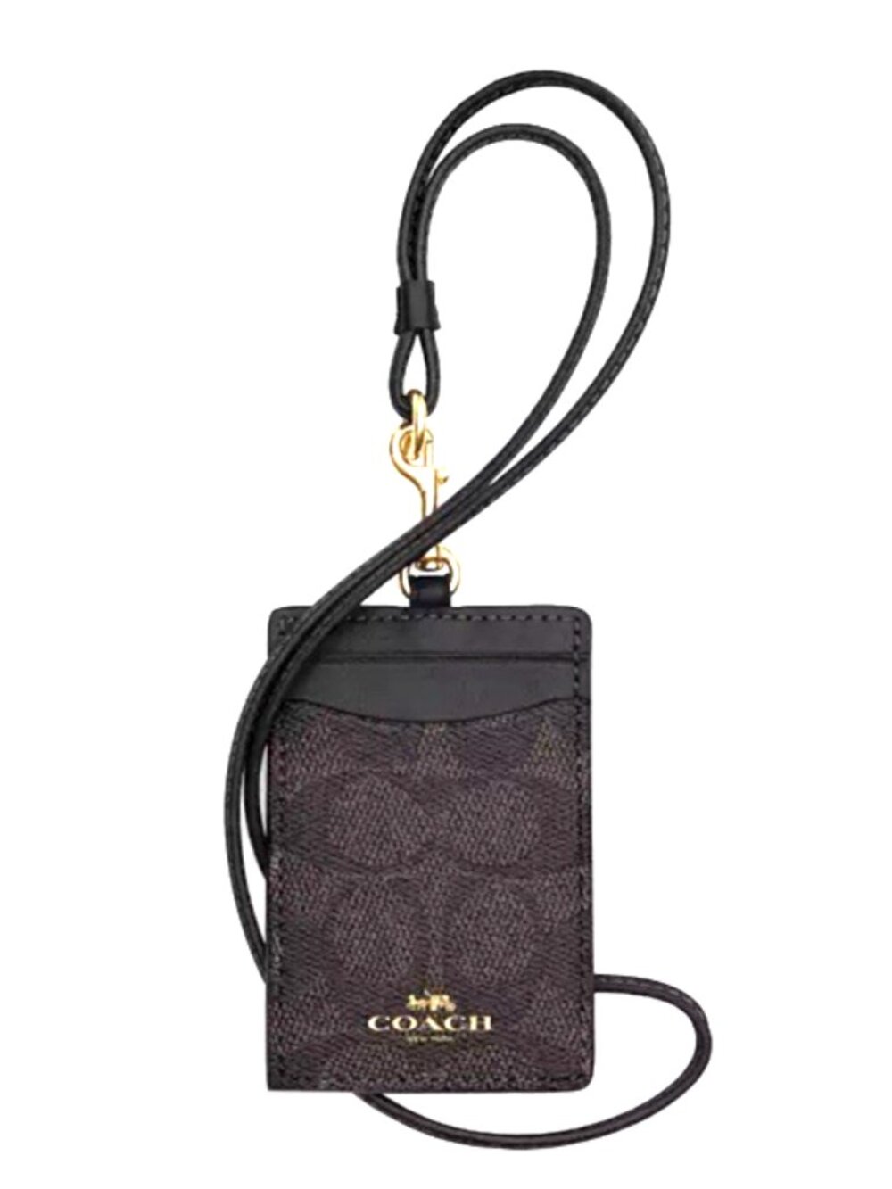 New Coach CZ285 Id Lanyard in Signaure Canvas Walnut / Black